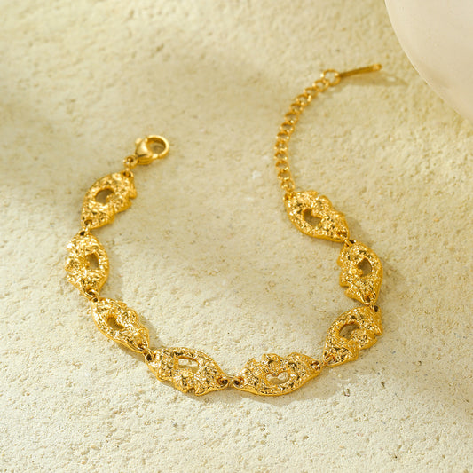 "Retro Gold Plated Hollow Texture Bracelet"