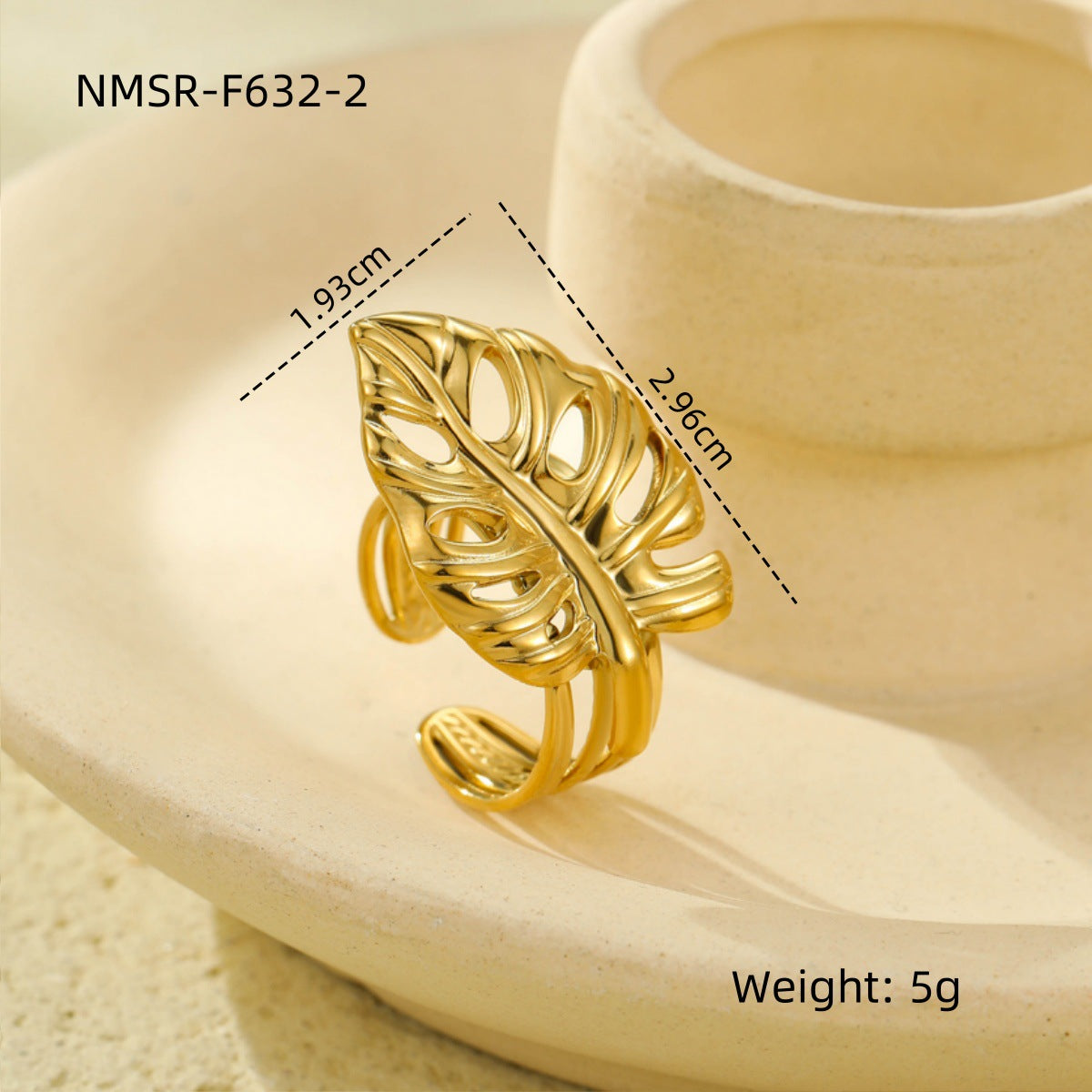 "Ginkgo Leaf Titanium Ring & 18K Gold Bracelet for Women"