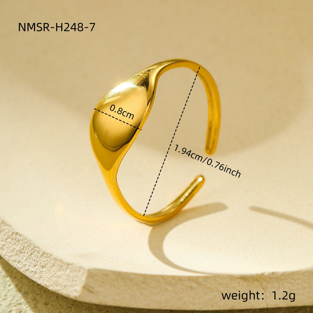 "18K Gold Geometric Asymmetric Open Titanium Steel Ring"