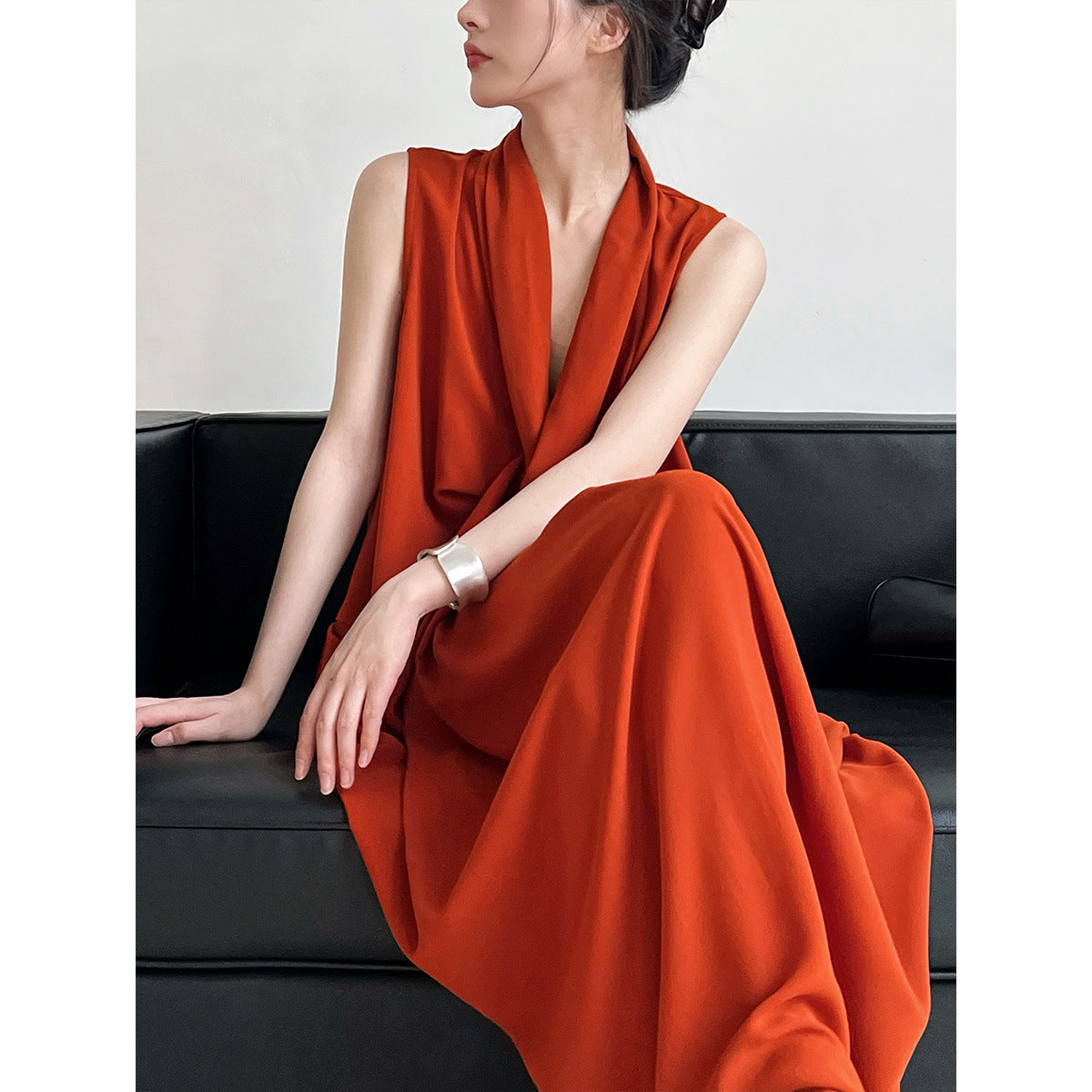 Asymmetric Twisted Waist Dress