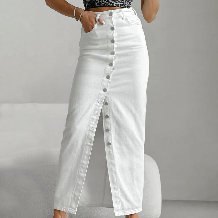 High Waist Skirt Slim Fit Buttoned Down