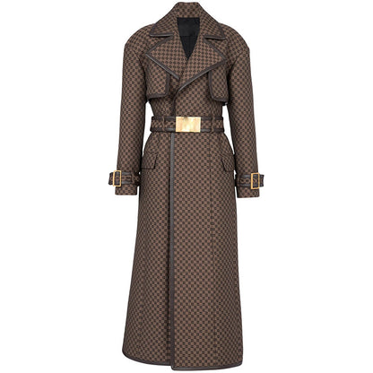 Long Trench Coat Star Belt  Pattern