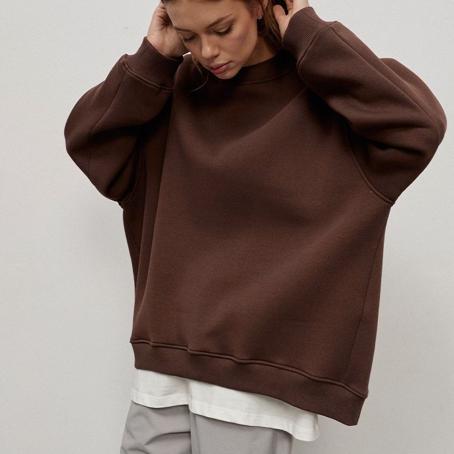 "Women’s Loose Round Neck Fleece Sweatshirt"