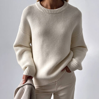 "Simple Graceful Round Neck Knitted Sweater"