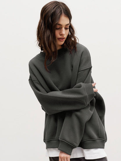 "Women’s Loose Round Neck Fleece Sweatshirt"