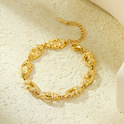 "Retro Gold Plated Hollow Texture Bracelet"