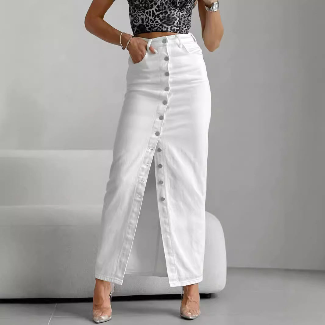 High Waist Skirt Slim Fit Buttoned Down