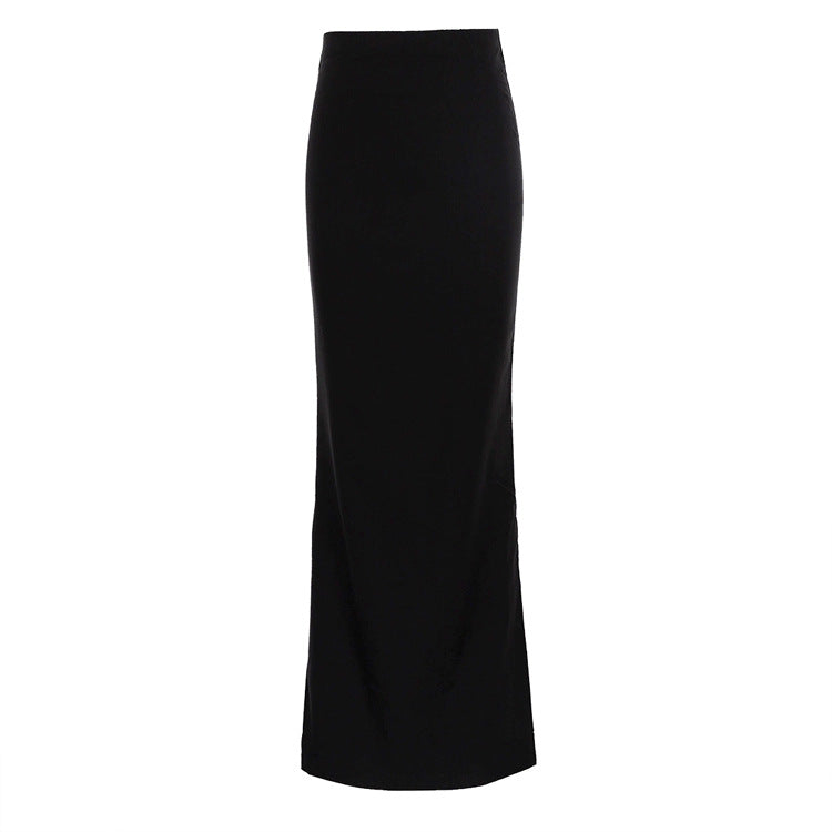 Black Slimming Long Skirt for Women: