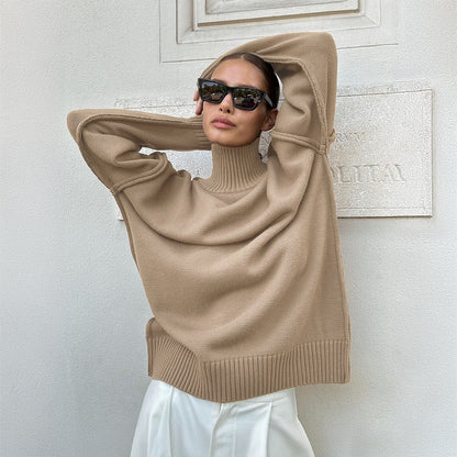 "Women's Patchwork Loose Turtleneck Sweater"