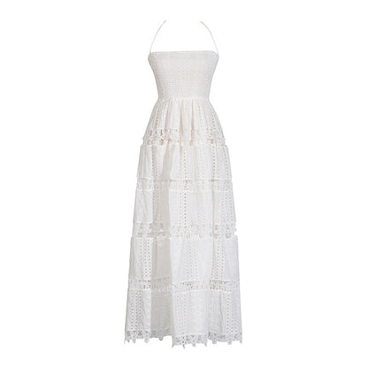 White Tube Top  Embroidery Dress