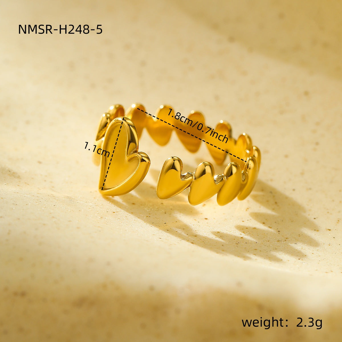 "18K Gold Geometric Asymmetric Open Titanium Steel Ring"