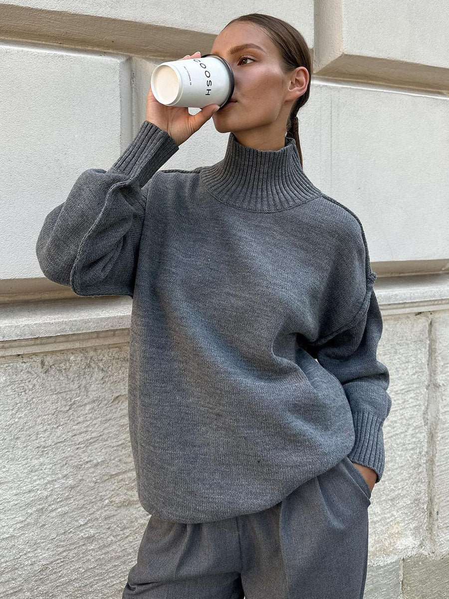 "Women's Patchwork Loose Turtleneck Sweater"