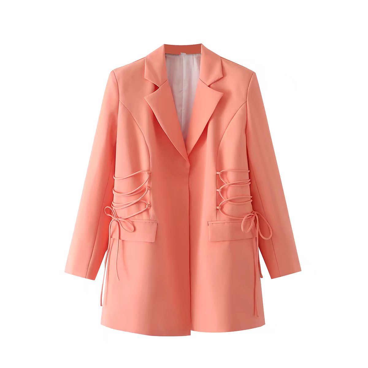 "Women's Pink Drawstring Waist Blazer"