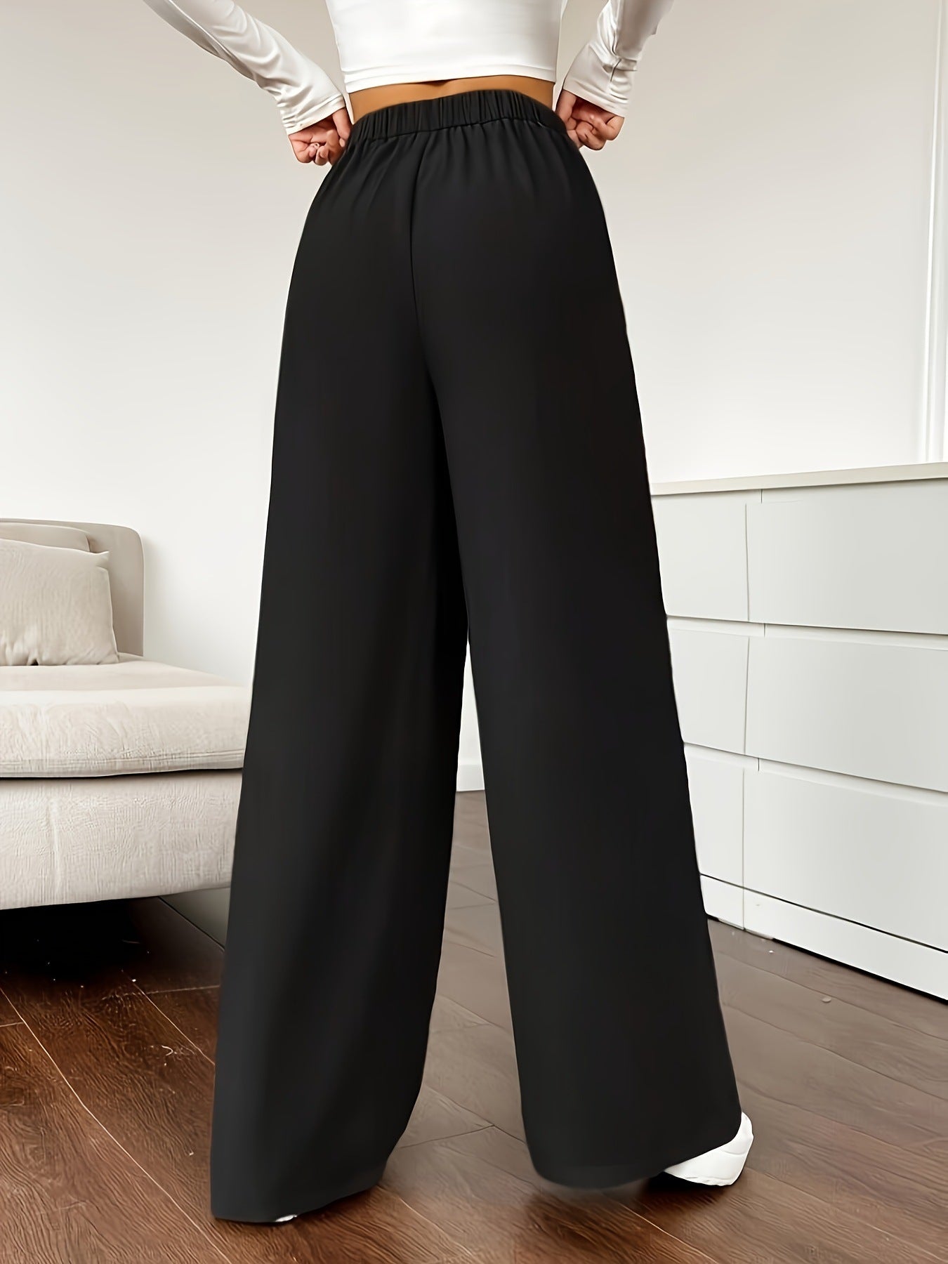 Women High Waist Wide Leg Casual Pants