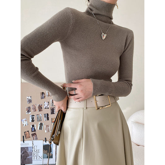 "Elegant Solid Color Turtleneck Sweater