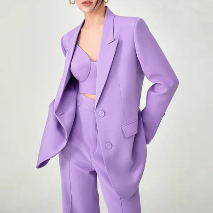 Women 3 Piece Blazer Suit Set